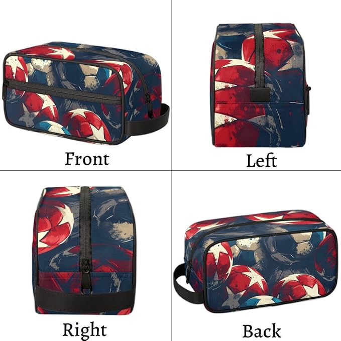 Football Sport Boys Travel Toiletry Bag Waterproof Wash Bag Shower Shaving Bag Cosmetic Organizer Makeup Bag Portable Toiletries Accessories for Women Men Sport