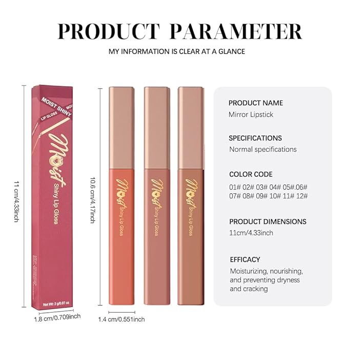 Lip Stain Hydrating High Shine – Lightweight Non-Sticky Glossy Lip Tint, Mirror Shine Moisturizing Lip Makeup for Plump & Full Lips, Long-Lasting Rich Color Lip Glaze, Soft Smooth Lip Gloss 02+05+06