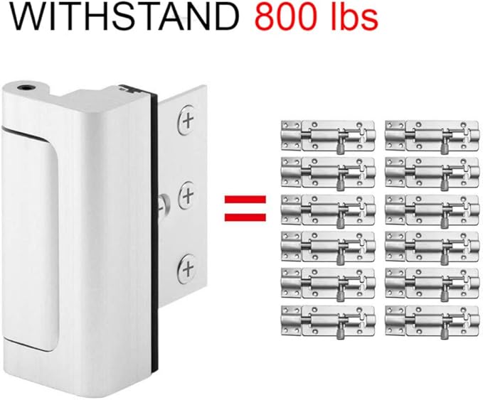 2 Pack Door Reinforcement Locks with 8 Screws, Home Security Door Lock for Toddler, Childproof Door Lock Night Lock Withstand 800 Lbs White
