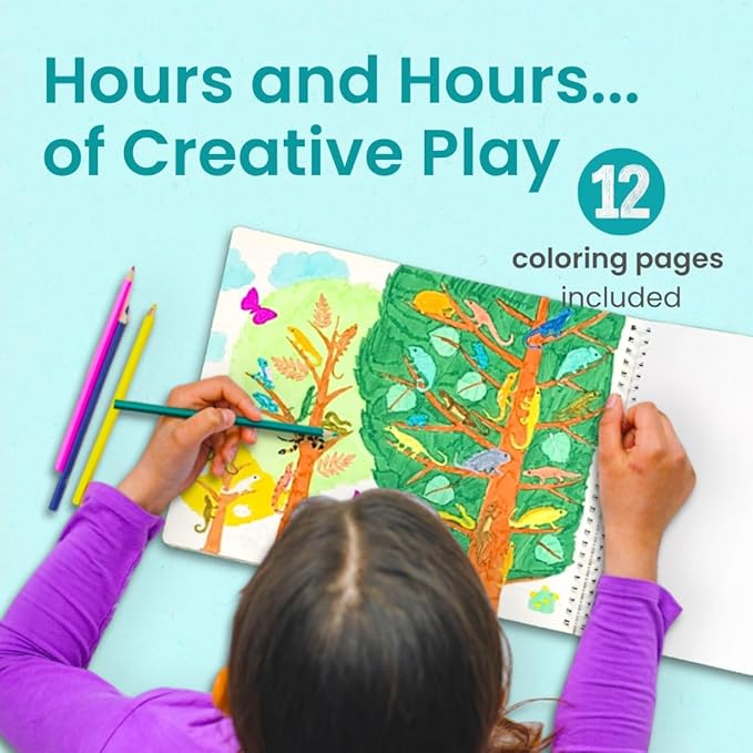 Cupkin Reptiles Sticker Book Activity for Kids, Toddler Airplane Travel Essentials, 500+ Frog Stickers for Kids + 12 Scenes + 12 Coloring Book Pages, Turtle Lover Gift, Crafts Ages 2-8