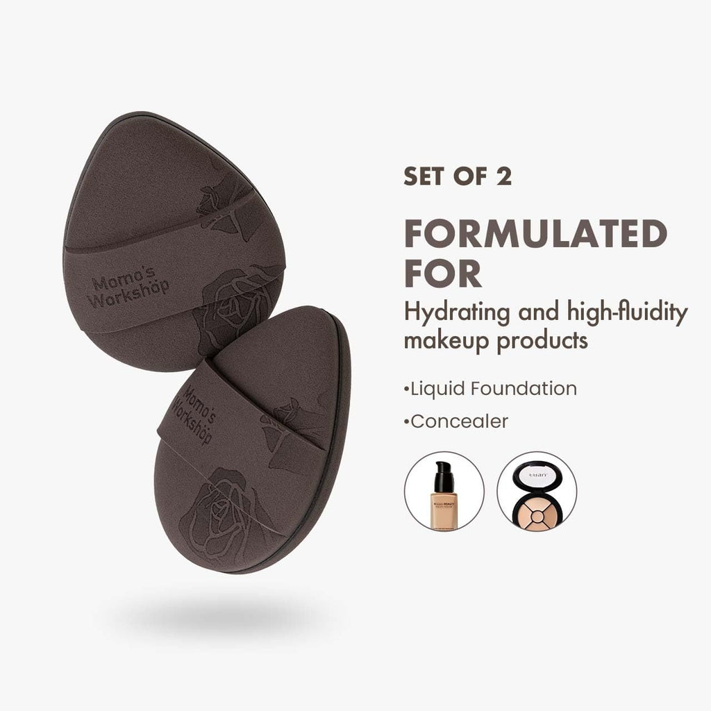 Rose Tatami Makeup Sponge Set,Double-Sided Egg Shape Rubycell for Liquid Foundations, Non-Absorbent & Fast Blending,Soft, Fluffy & Bouncy, 2 Beauty Puffs &Storage Case