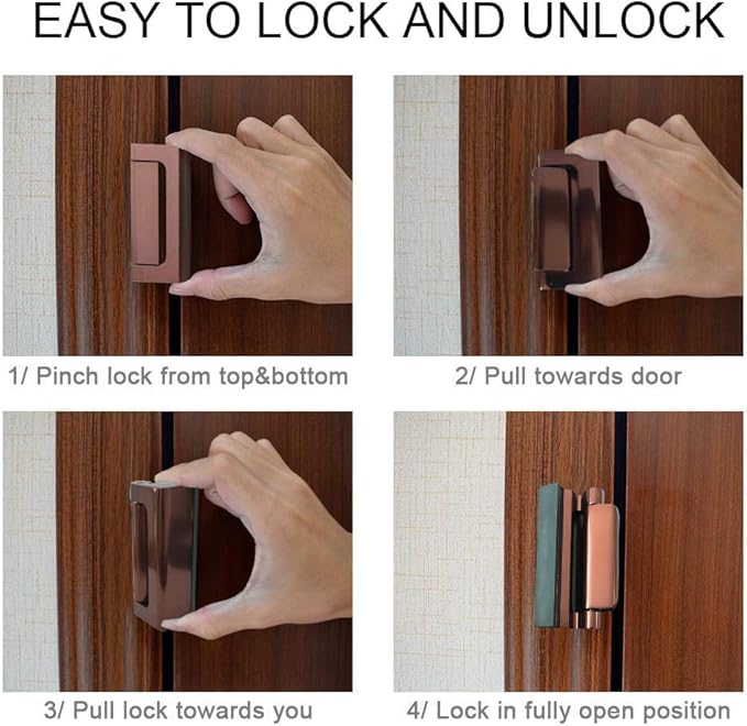 2 Pack Door Reinforcement Locks with 8 Screws, Home Security Door Lock for Toddler, Childproof Door Lock Night Lock Withstand 800 Lbs Brown
