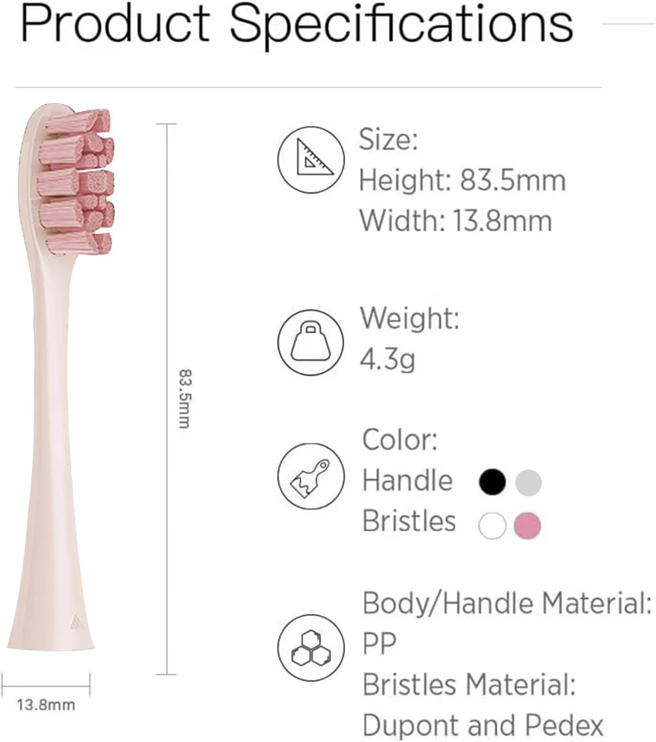 GTHUNDER 8Pcs Electric Toothbrush Heads Compatible with Oclean.with Hygienic Caps,Vacuum-Packed.Fits Adapted for All Oclean Models x pro Elite, X, X Pro,Flow,F1,Air 2 (Pink)