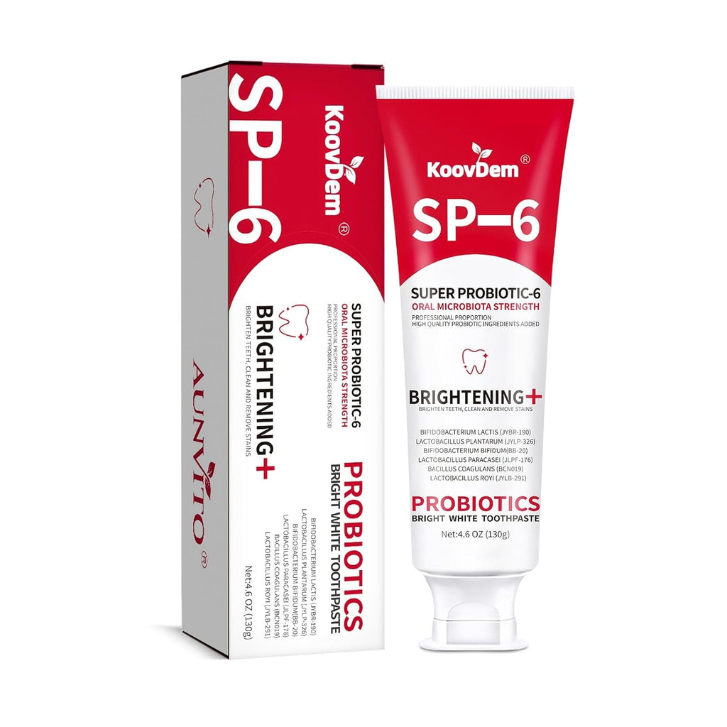 2025 New Sp-6 Probiotics Whitening Toothpaste-Fluoride-Free, Enhanced Formula with 6 Probiotics for Gum Care & Fresh Breath, Fresh Mint Flavor(1PC)（Red）