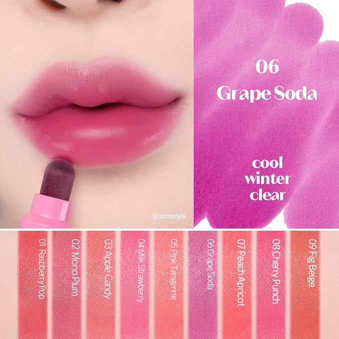 ETUDE Dear Darling Marker Tint #6 Grape Soda (5g) | Hydrating & Long Lasting Lip Stain | High Pigmented Lip Maker with Easy Drawing Tip | Korean Daily Lip Tint, Korean Makeup, Kbeauty