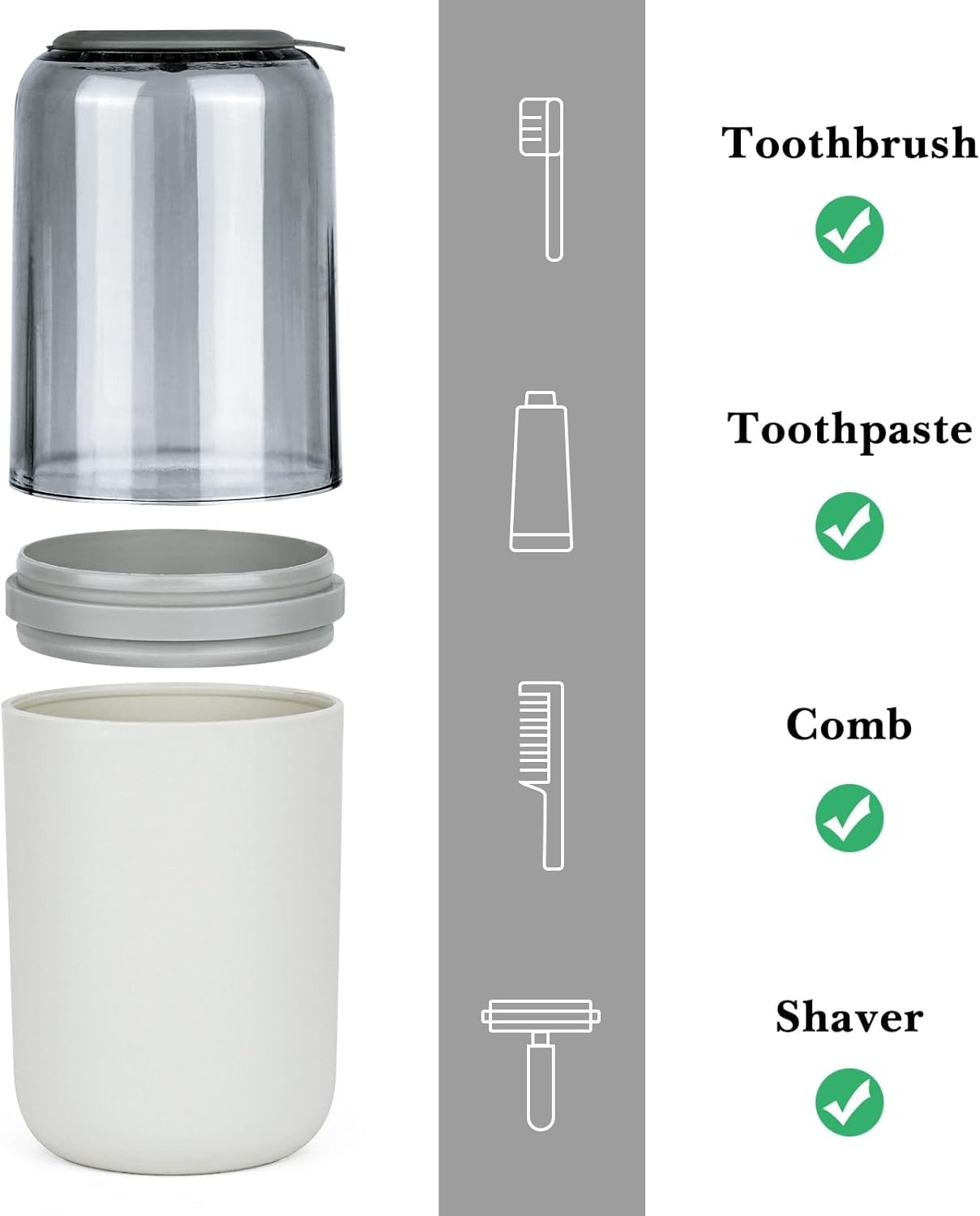 Toothbrush Travel Case, Plastic Travel Toothbrush Holder with Drain Hole, Portable Toothpaste Toothbrush Storage Container Box for Traveling, Camping, Gym, Bathroom (Gray)