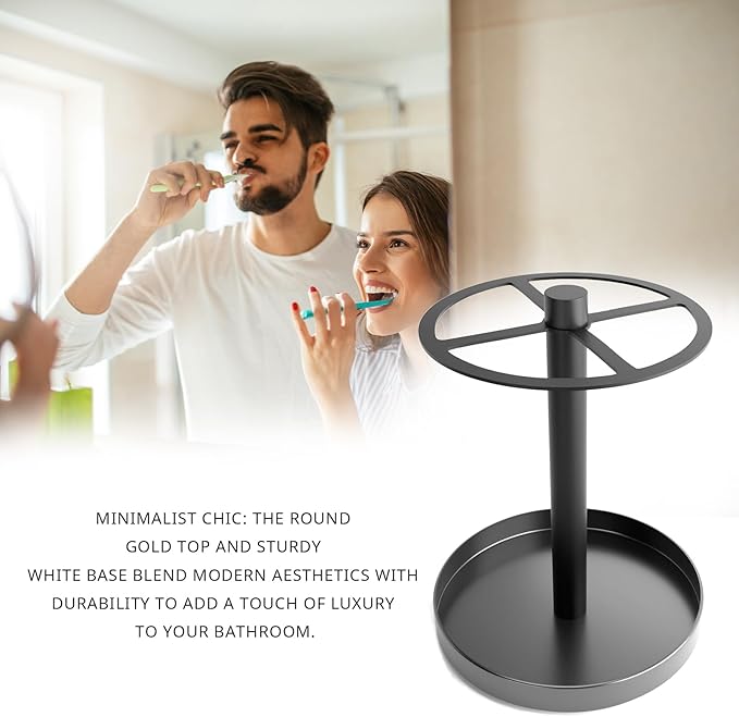 Metal Toothbrush Holders Stand for Bathroom,4 Slot Toothbrush Organizer with Non-Slip Base, Holds Electric Toothbrushes, Toothpaste ， Razors, Countertop Toothbrush Storage Black