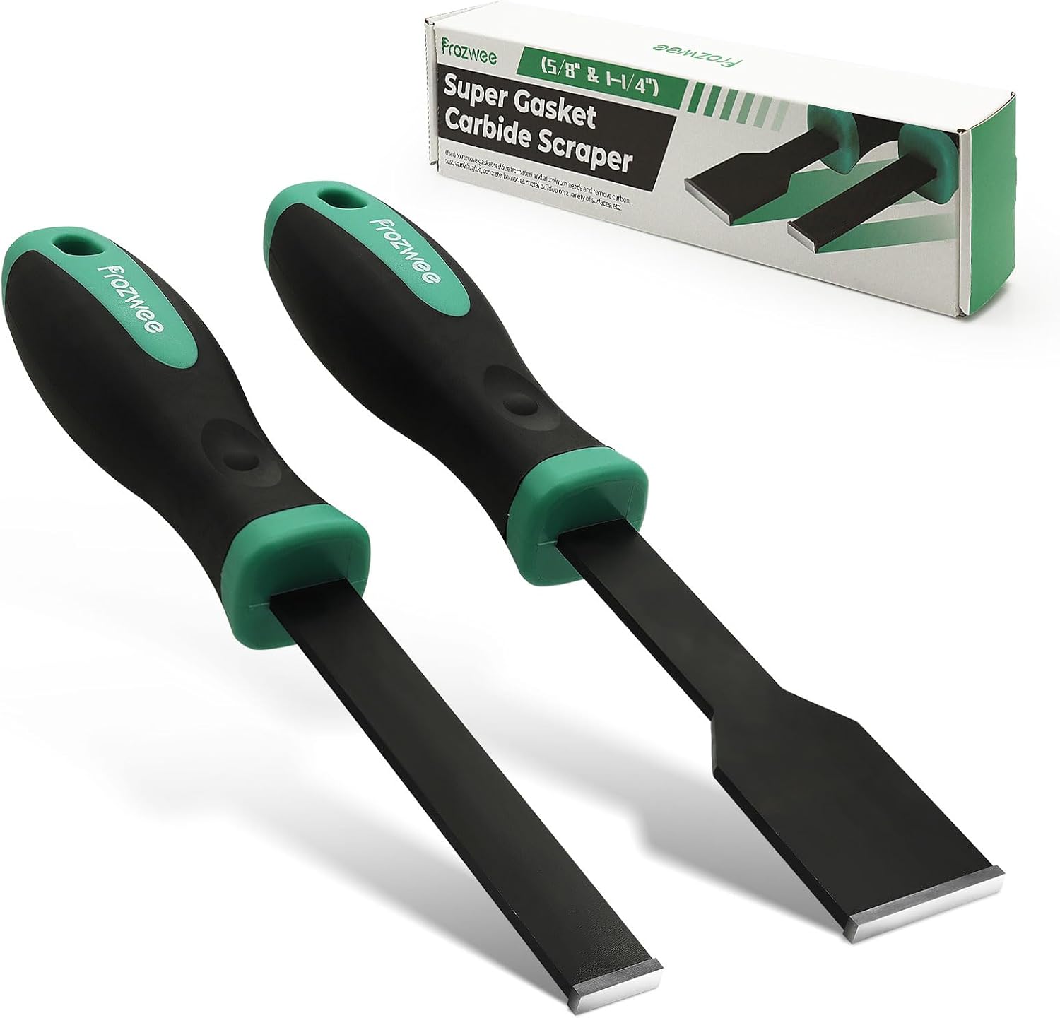 2PCS Carbide Scraper Set(1-1/4 inch & 5/8 inch),Super Gasket Scraper with Durable Tungsten Tip for Remove Gaskets, Carbon and More from Varied Surfaces