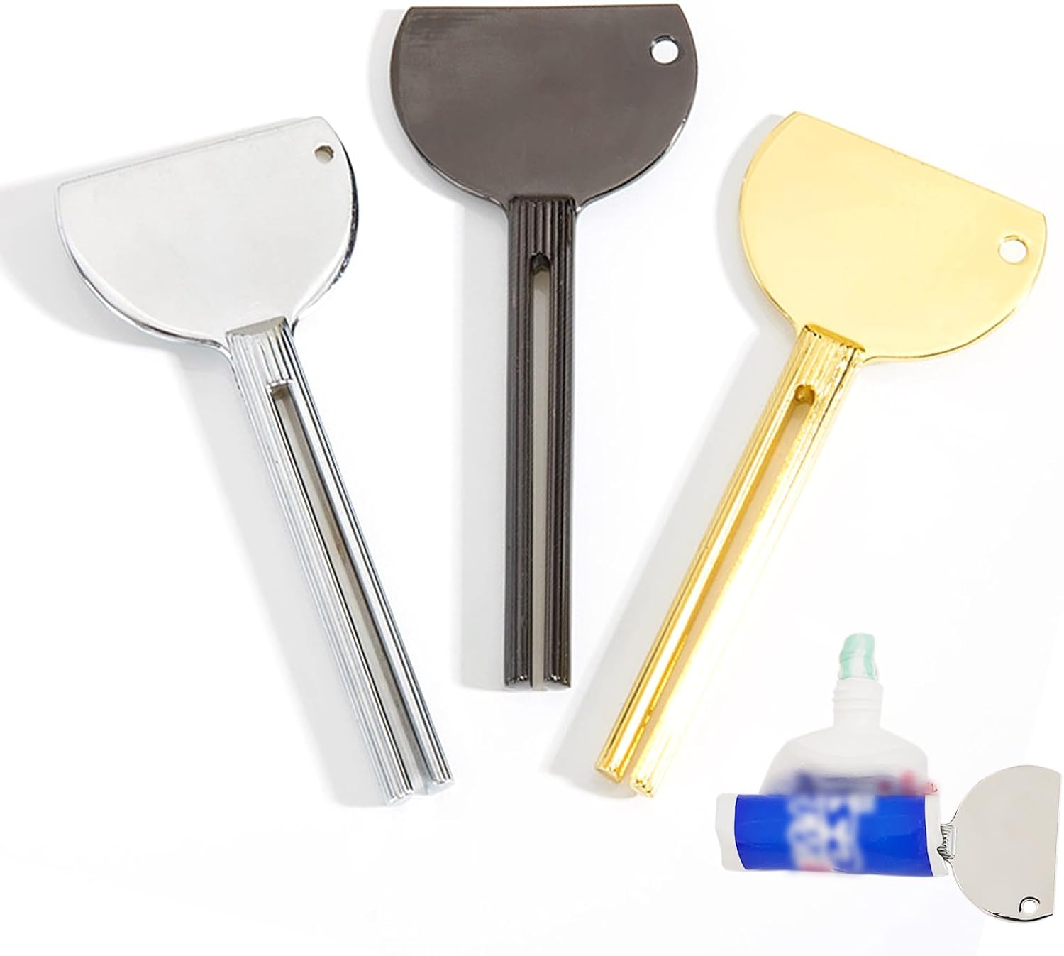 3 Pcs Toothpaste Tube Squeezers,Stainless Steel Toothpaste Squeezer,Metal Manual Dispenser Roller Tube Wringer,Tube Key Tooth Paste Squeezer for Home Toothpaste Paint,Cream, Cosmetic and Hair Dye