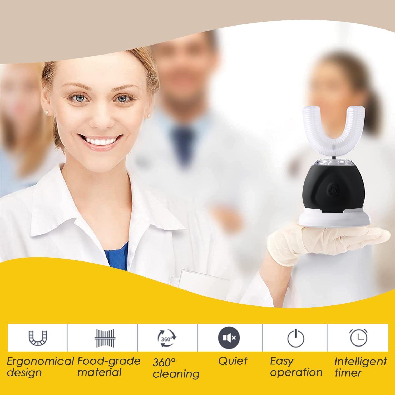 360 Ultrasonic Toothbrush, Automatic Toothbrushes Auto Sonic Tooth Brush, Teeth whitening Brush with Timer & Wireless Charging 360° Ultrasonic Electric Toothbrush for Adult