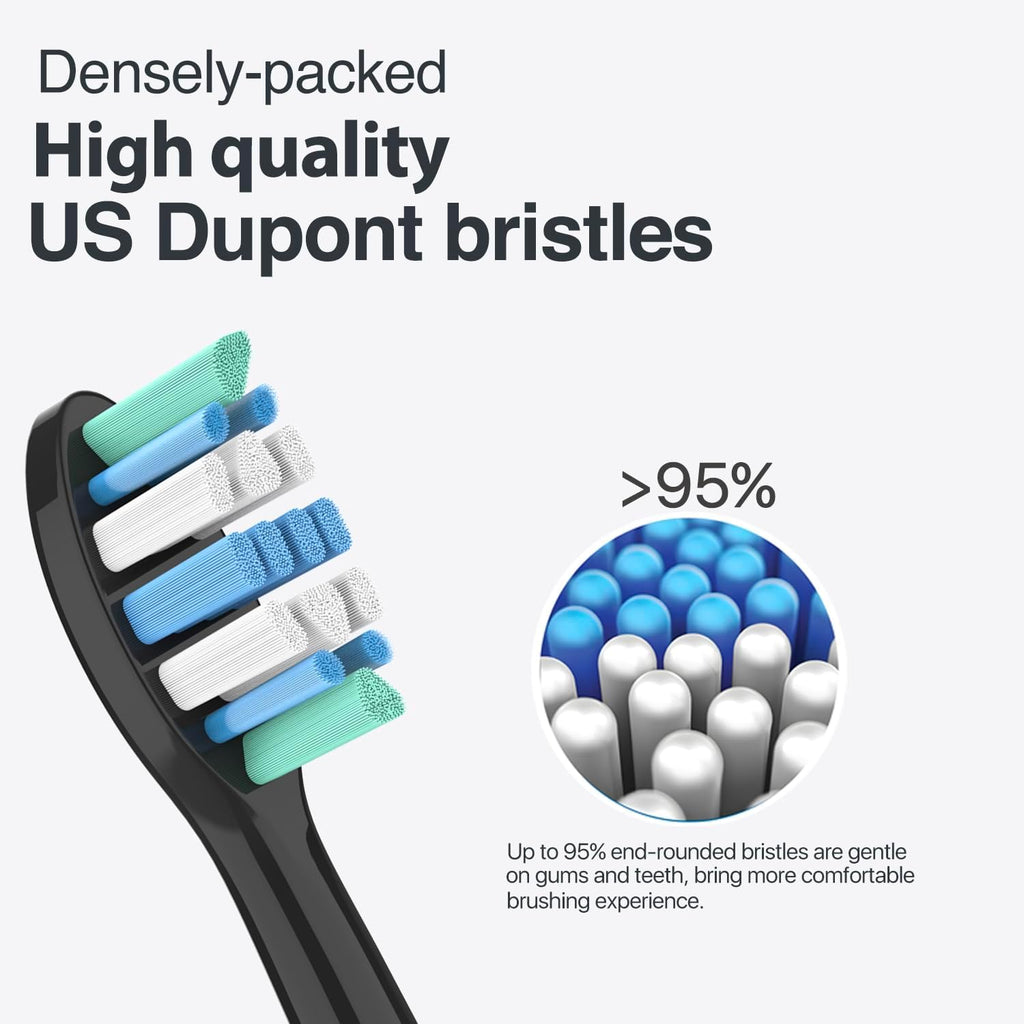 Electric Toothbrush Heads for Philips Sonicare Replacement Heads Black,Replacement Brush Head Compatible with Phillips Sonicare Electric Toothbrushes, for Philips Sonic Care Brush,6 Pcs,Black