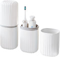 Toothbrush Travel Case, 2 in 1 Toothbrush Holder and Rinse Cup, Large Capacity Toothbrush Cup with Cover, Portable Travel Toothbrush Holder for Traveling, Camping, Trip - 1Pcs - White