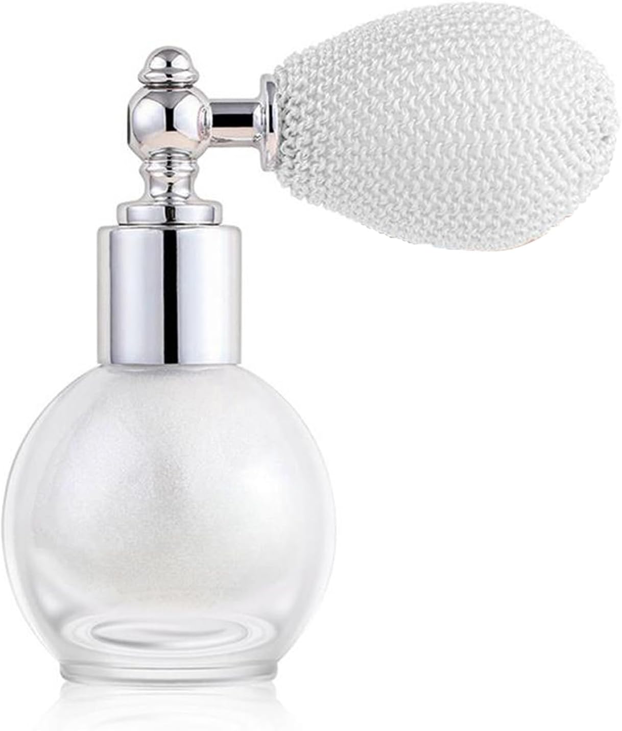 Pearl White Highlighter Spray for Face and Body, Rich Color Loose Shimmer Powder Long Lasting Sparkly Spray High Gloss Makeup for Women Rave Festival Prom Stage Wedding Party, #1