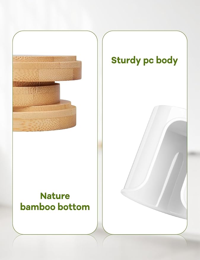 Bathroom Cup Dispenser Countertop - Cup Holder for Dixie 5 6 oz Cups, Guest Bathroom Essentials Vanity Organizer - PC/Bamboo, White, Pack of 1