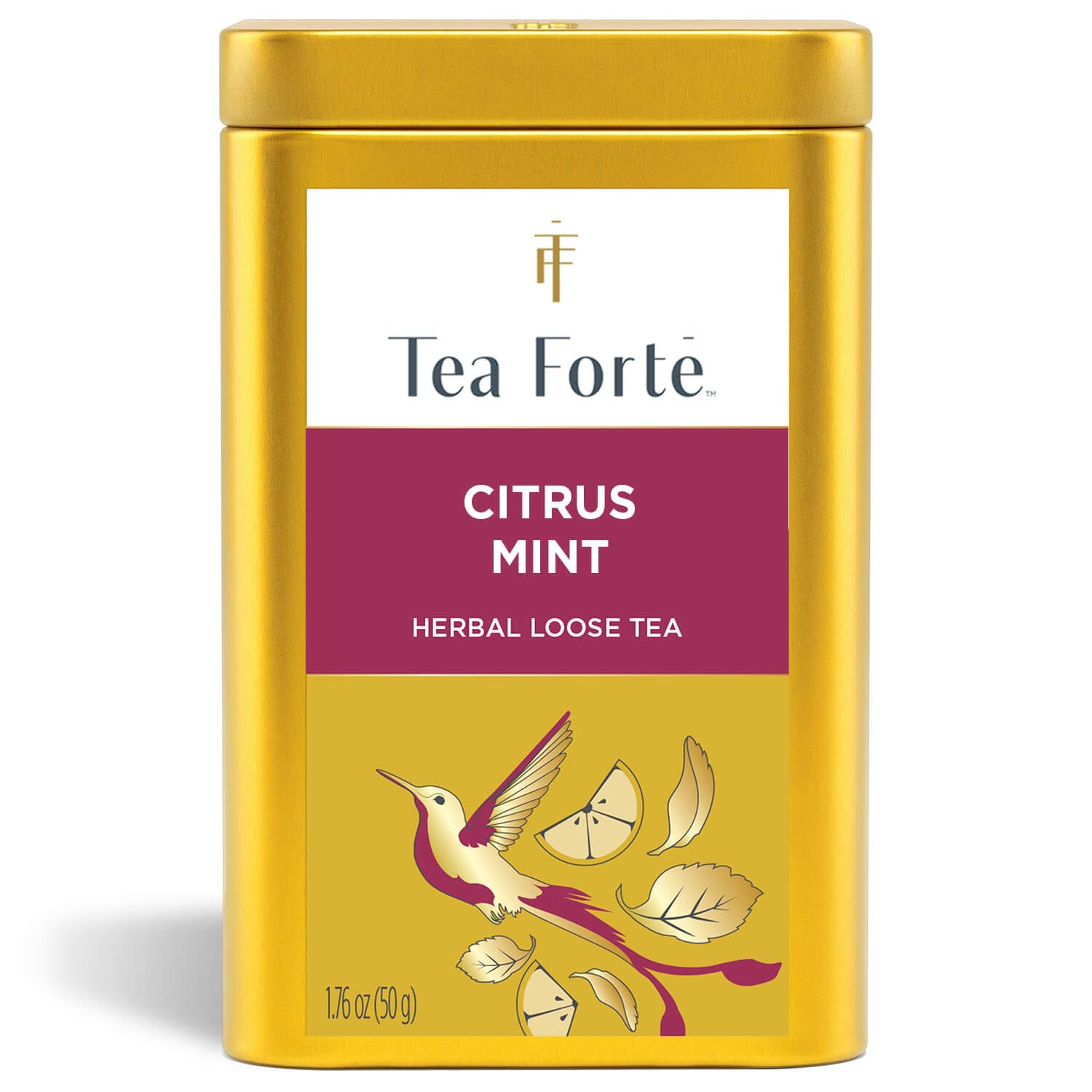 Tea Forte Citrus Mint Premium Loose Leaf Caffeine-Free Herbal Tea Blend Canister, Makes 35-50 Cups