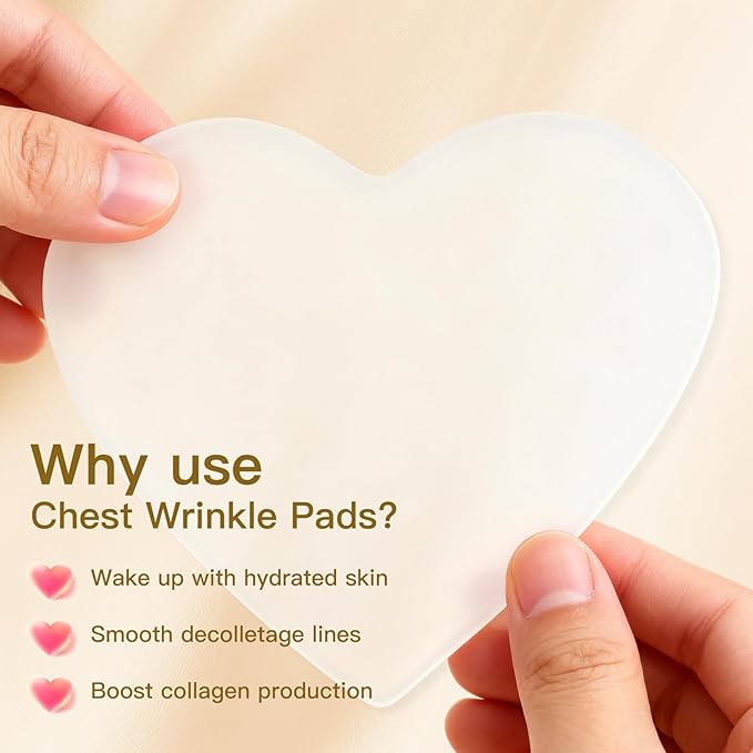 1PC Heart-Shaped Silicone Chest Wrinkle Pads – Reusable Anti-Wrinkle Chest Patches for Women – Firming & Smoothing Chest Lines – Medical-Grade Silicone Chest Pads for Overnight Skincare