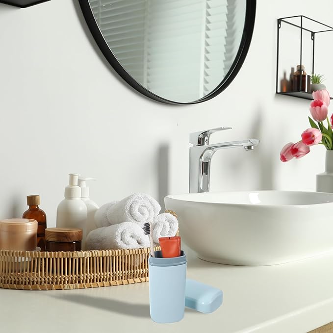 uxcell Travel Toothbrush Case, 7.9x2.6x2 Portable Travel Toothbrush Holder with Flat, Plastic Toothpaste Container for Bathroom, Gym, Business Trip, Camping, White