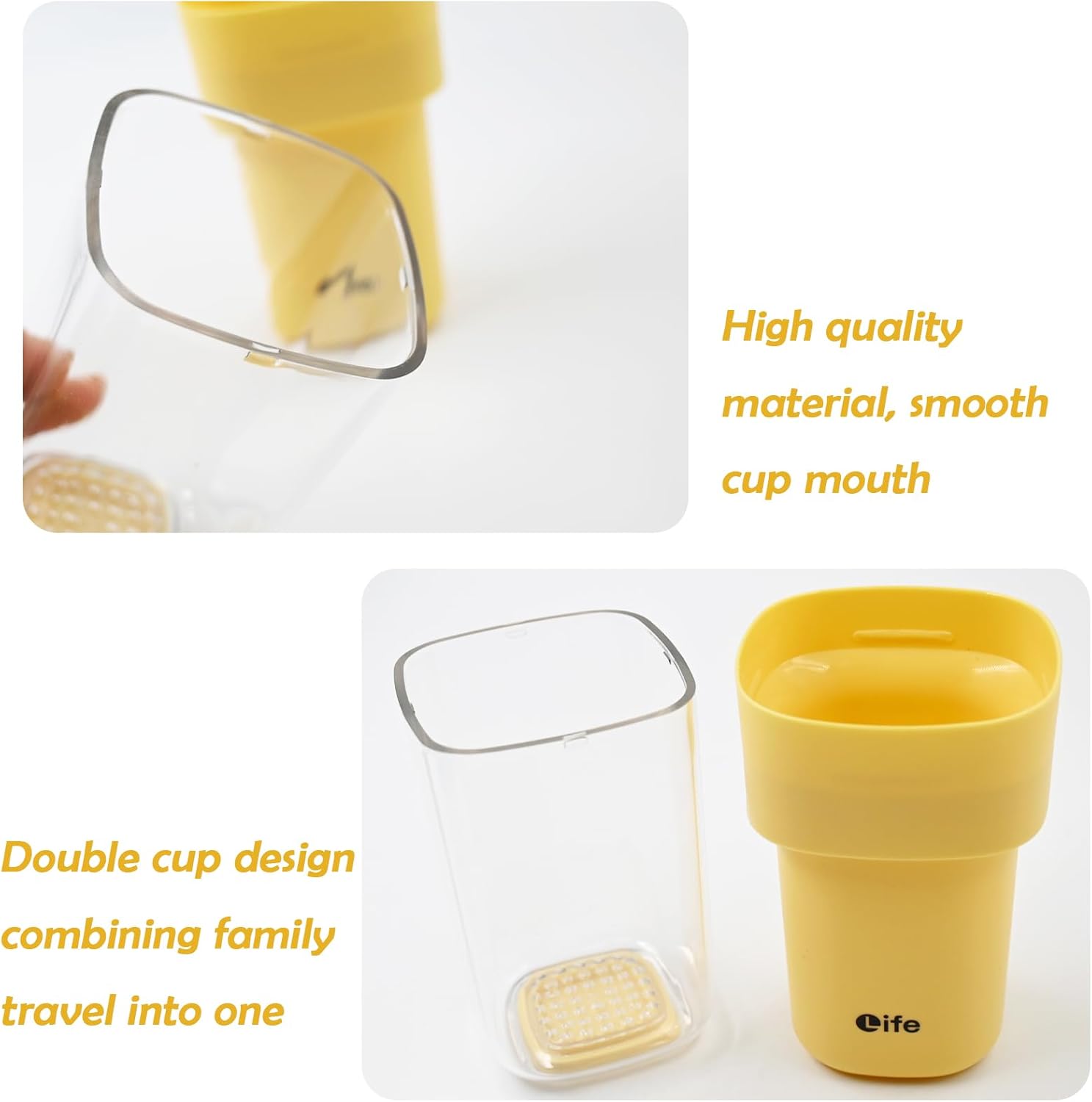 Travel Toothbrush Holder, Covered Toothbrush Cup Holders, Toothbrush and Toothpaste Travel Case, Toothbrush Storage Organizer Container for Traveling Bathroom (Yellow)