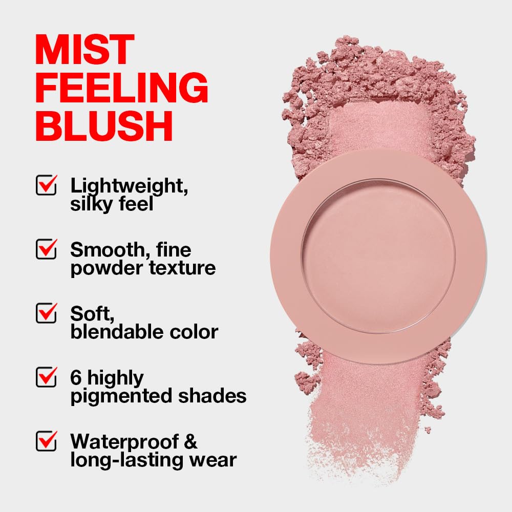 Single Soft Rose Pink Matte Powder Blush Palette Face Makeup, Blush for Looks Younger Cheeks, Monochrome Cream Blushes Lightweight Long Lasting, Blush for Women All Skin Tones Paleta de, 01
