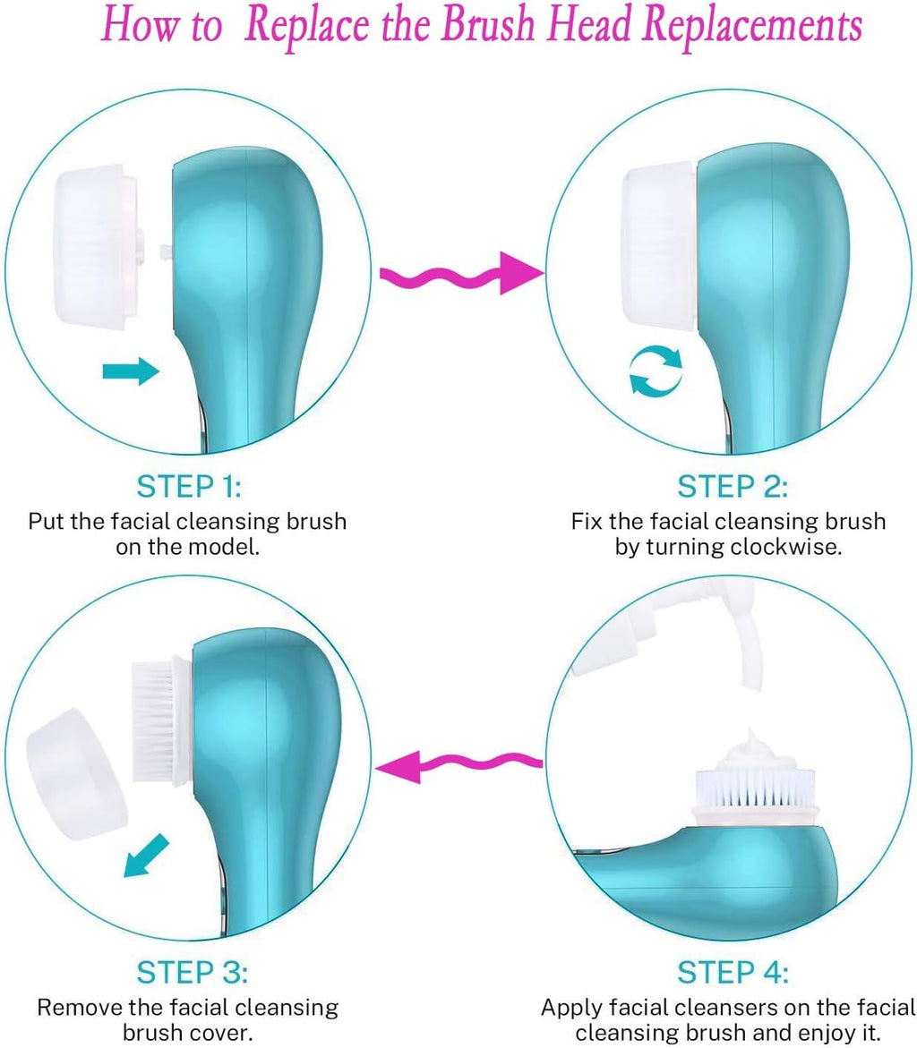 Brush Head Replacements Compatible with Clarisonic Mia 1, Mia 2, Mia Fit, Alpha Fit, Smart Profile Uplift and Alpha Fit Face Cleaning Brush Heads (Blue-2Pack)