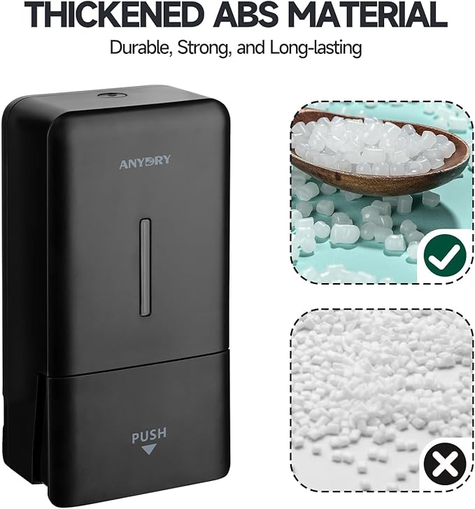 27oz (800 ml) Manual Wall Mounted Soap Dispenser, Ideal for Commercial Bathrooms Restaurants Hotels, Use with Liquid Hand Soap Shampoo, ABS Black