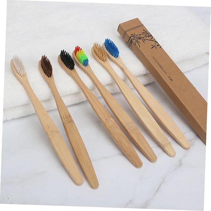 3pcs Natural Toothbrush with Soft Biodegradable Bristles for Adults Handle Gentle Sensitive Gums Sustainable Oral Care Kit