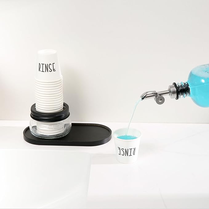 100 Mouthwash Cups, 3 oz Bathroom Cups with the Cute Word RINSE, Bathroom Cup That Enhances the Bathroom's Charm.
