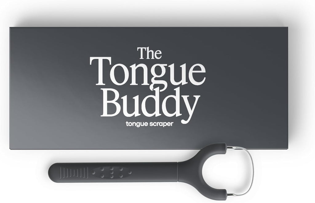TheTongueBuddy™ Effective Tongue Scraper for Adults - Ergonomic Tongue Cleaner Promotes Fresher Breath, Travel-Friendly Beauty and Personal Care Essential (Onyx Black)