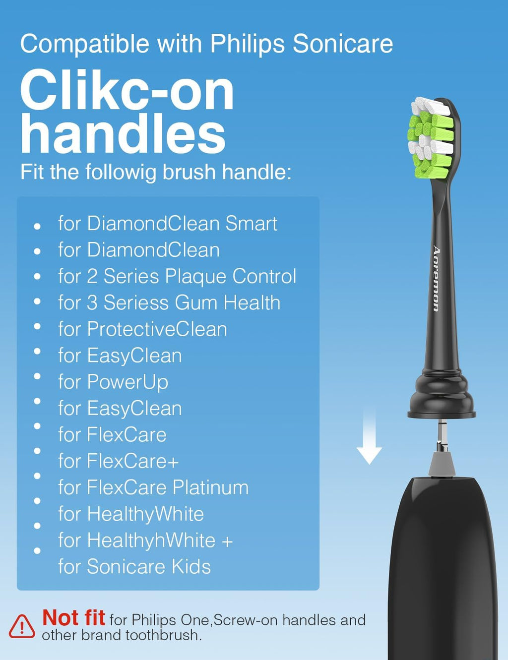 Replacement Toothbrush Heads for Philips Sonicare diamondclean Electric Toothbrush Heads Compatible with Sonicare 4100 5100 5300 6100 c2 c1 c3 w Snap-on Electric Tooth Brush Handle,8 Count, Black