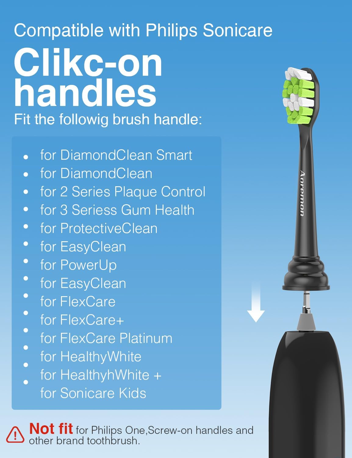 Replacement Toothbrush Heads for Philips Sonicare diamondclean Electric Toothbrush Heads Compatible with Sonicare 4100 5100 5300 6100 c2 c1 c3 w Snap-on Electric Tooth Brush Handle,8 Count, Black