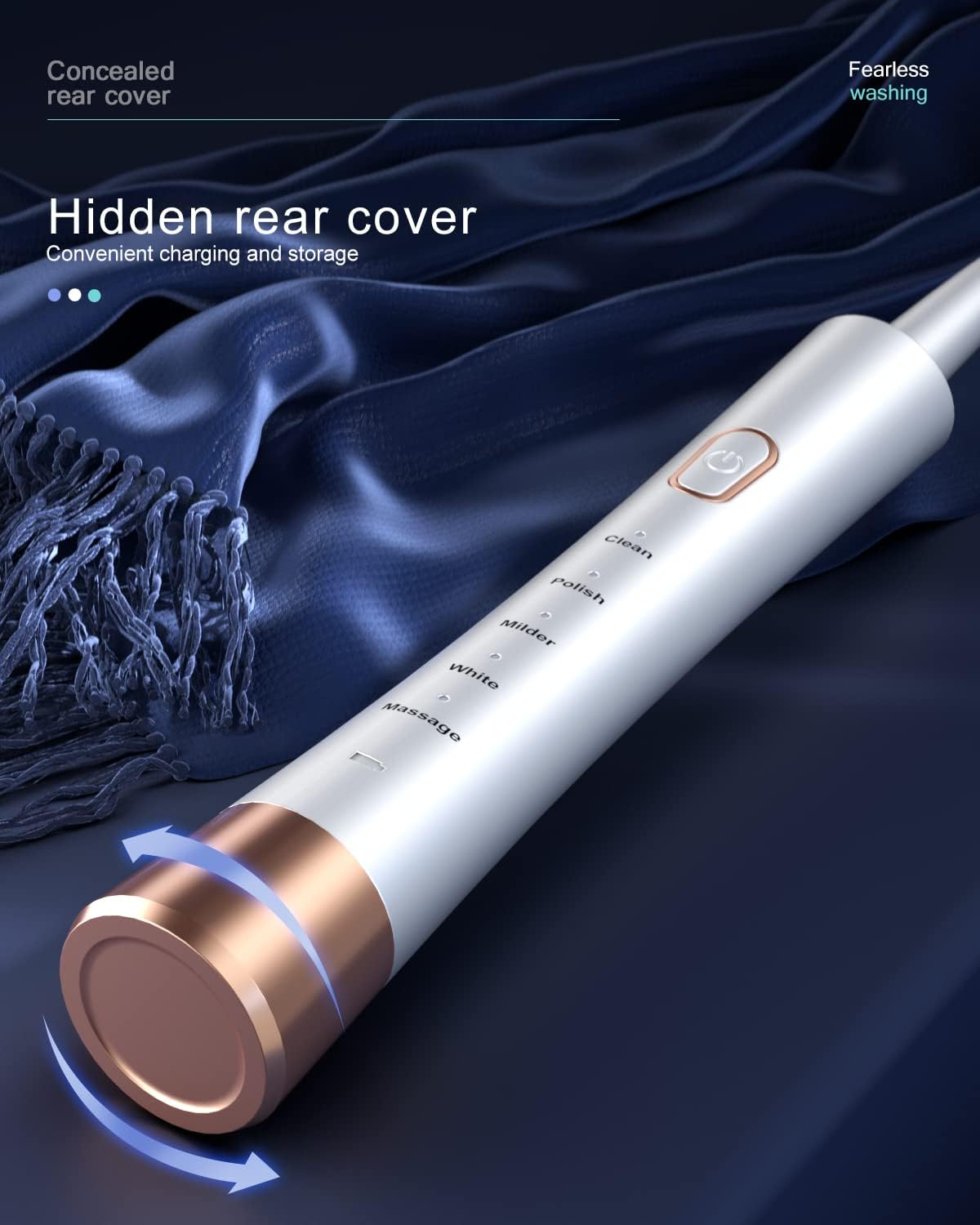 High Vibration Sonic Electric Toothbrush for Adults with 2 Minutes Smart Timer, Fast Charge Lasts Long, 5 Optional Modes, 8 Replacement Brush Heads Ultra Whitening, White