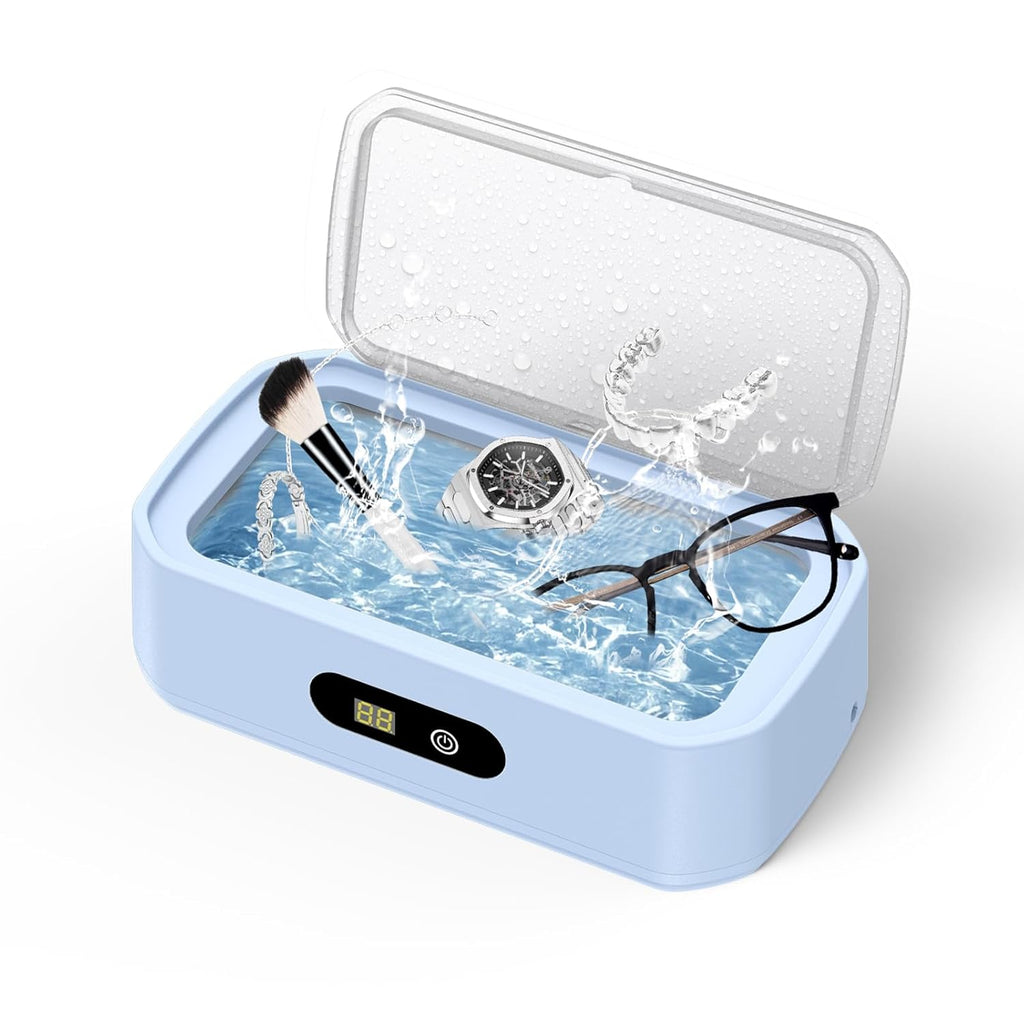 2025 Upgrade Large Capacity Ultrasonic Cleaner, 50Khz Ultrasonic Cleaner Machine with 5 Modes Timer for Glasses Dentures-304 Stainless Steel Tank, Blue