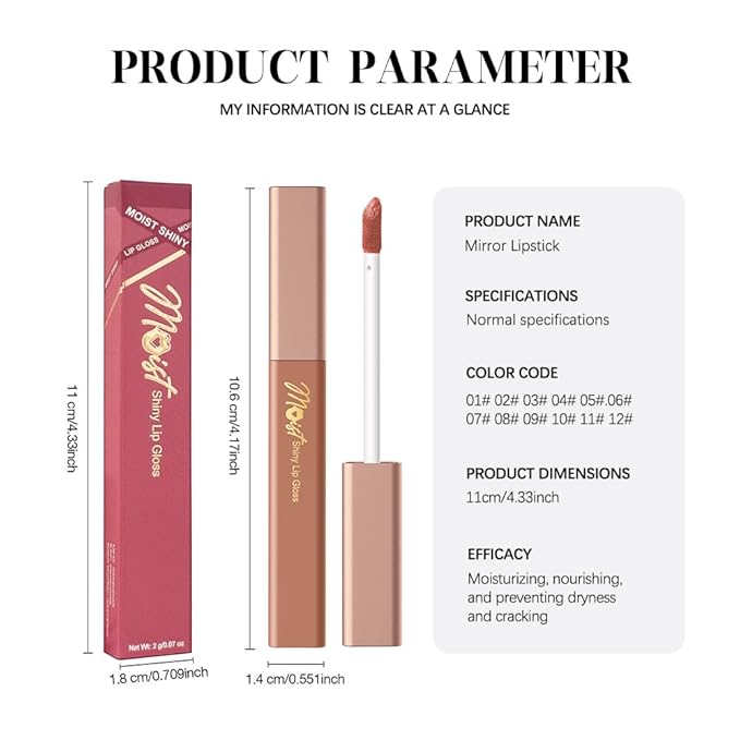 Lip Stain Hydrating High Shine – Lightweight Non-Sticky Glossy Lip Tint, Mirror Shine Moisturizing Lip Makeup for Plump & Full Lips, Long-Lasting Rich Color Lip Glaze, Soft Smooth Lip Gloss 06#