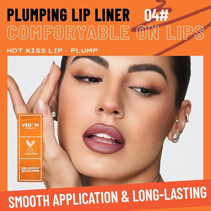 Matte Lip Liner Pencil for Shaping Lips, Retractable Creamy Brown Crayon LipLiner Pencil, Long Lasting Waterproof Lipstick Lip Liner Makeup, Vegan Beauty 04#