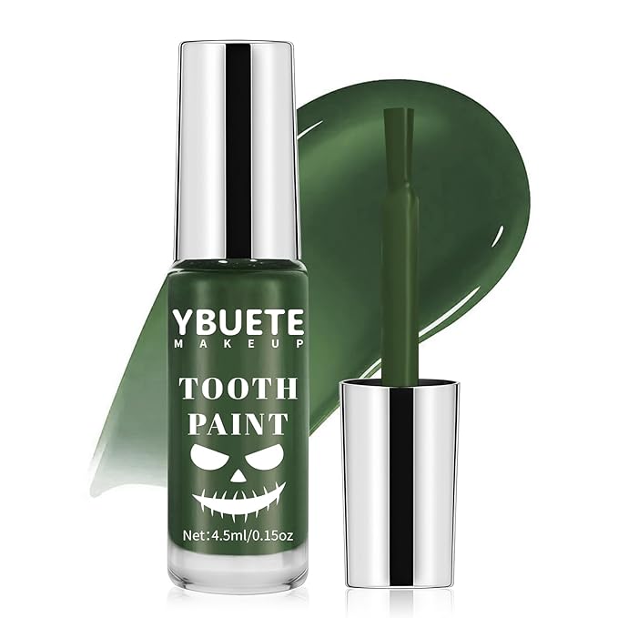 Professional Halloween Green Tooth Paint, Temporary Green Color Tooth Paint，Safe Long Lasting SFX Teeth Paint, Perfect for Cosplay, Halloween Makeup, Theater, Costume Party