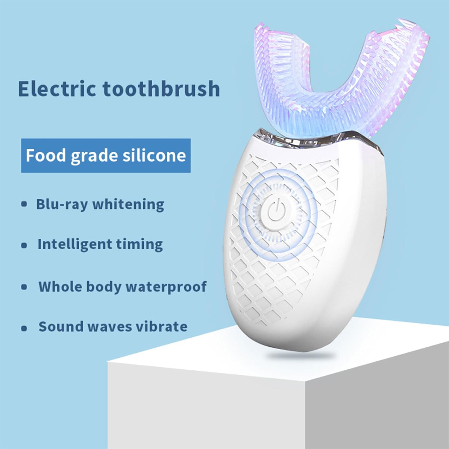 Scandinavian Smiles Electric Toothbrush, 3 Modes, 360° U-Shape Design, IPX7 Waterproof for Men and Women (White)