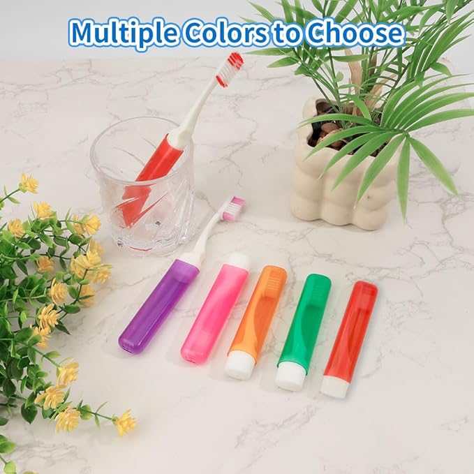 Travel Toothbrush 5PCS Mini Toothbrushes Travel Toothbrush Set Portable Travels Size Toothbrushes Folding Traveling Tooth Brush with Case Individually Wrapped Small Tooth Brush for Home Camping Hiking