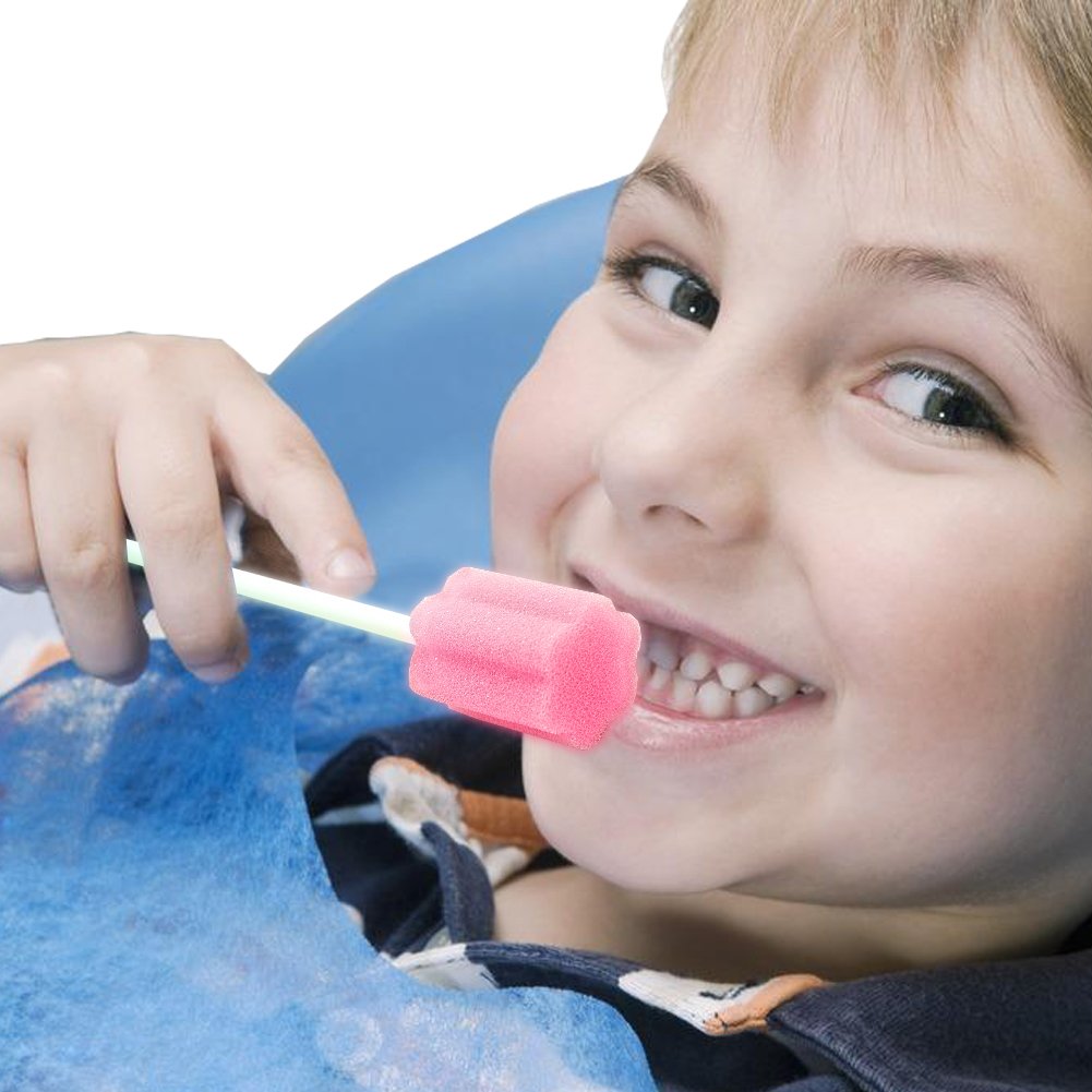 Disposable Oral Care Swabs-Untreated Mouth Cleaning and Care Sponge Swabsticks Speech Therapy Tools/Swabs Pink 300 Counts