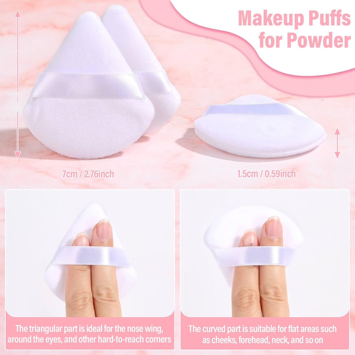 Thrilez 20pcs Triangle Powder Puff, Loose Powder Puffs Makeup Puff for Face Powder, Setting Powder Puff for Make Up, Face Puff Pads for Press Powder, Sponge Powder Applicator for Face and Eye (White)