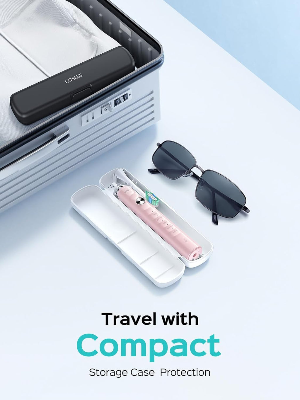 COSLUS Sonic Electric Toothbrush for Kids & Adults: 47000 VPM for Deep Cleaning & Whitening with Travel Case - 5 Modes for Sensitive Teeth & Braces, Wireless Charging, 6 Brush Heads for Home Family