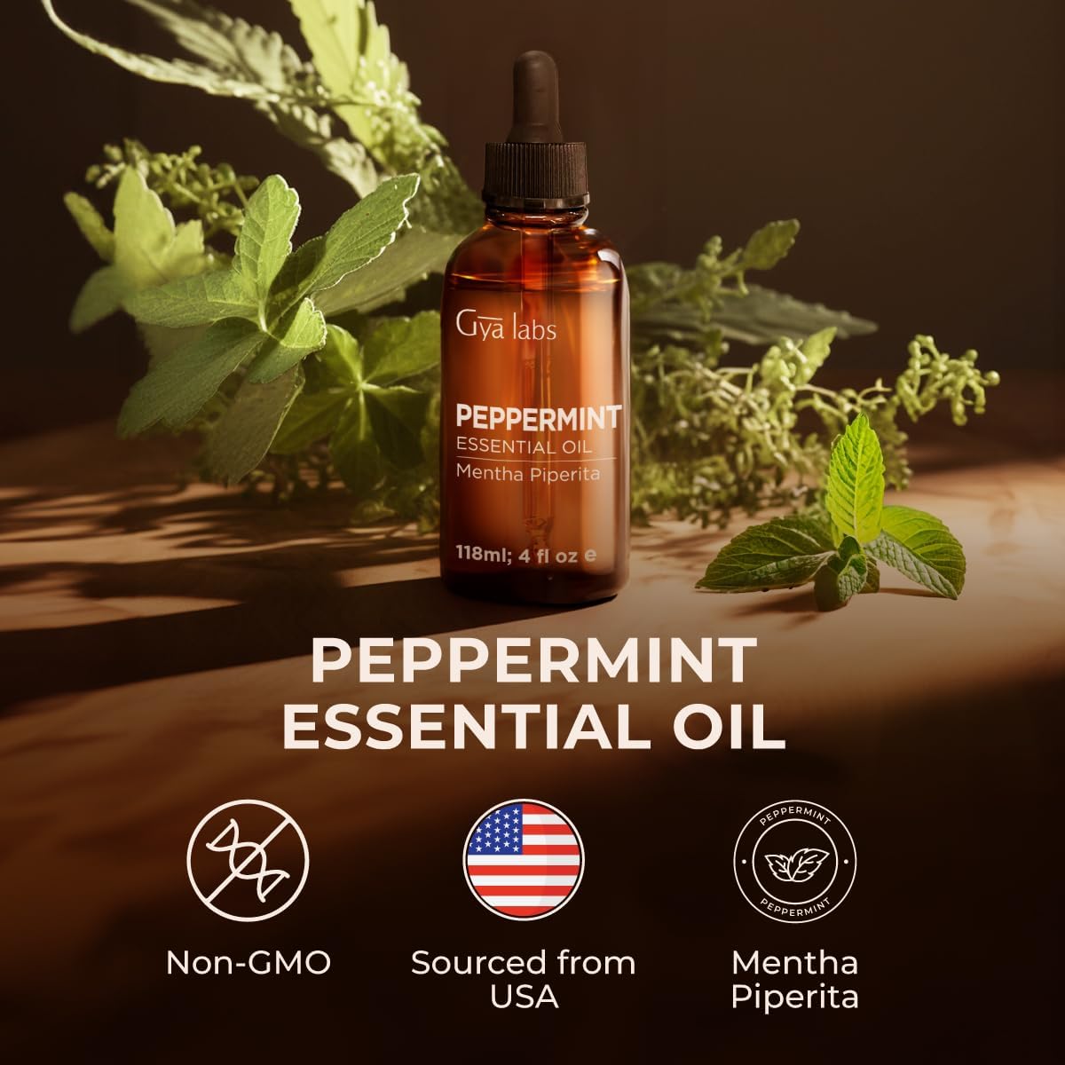 Gya Labs Peppermint Essential Oil - 4 Fl Oz - for Hair, Skin, Diffuser, Aromatherapy & DIY Candle Making Scent