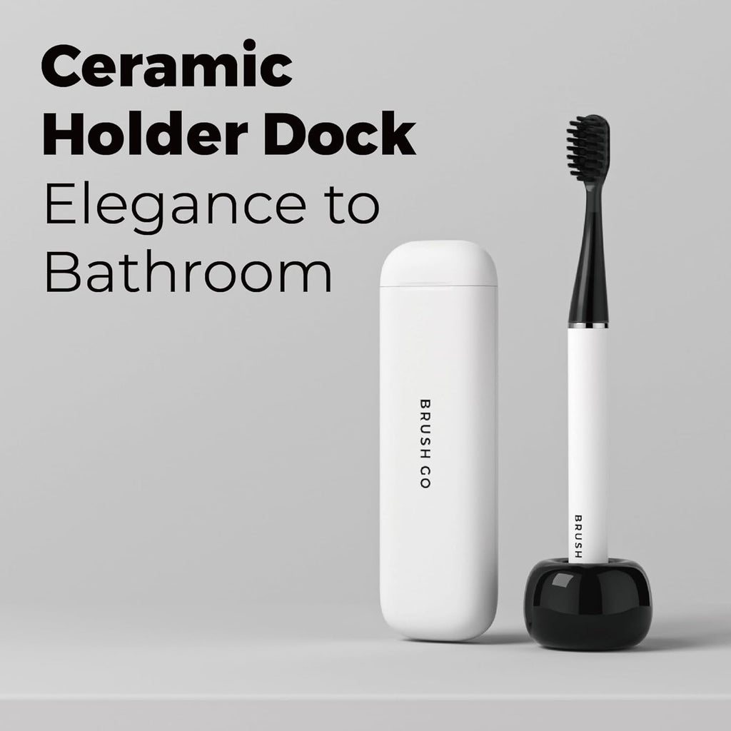 MIPOW Slim Pro i4 Electric Toothbrush Rechargeable Smart Ultra Sonic 3 Modes Magnetic Travel Case &Ceramic Dock, 60Day Long Battery Soft Bristles 2Heads IPX7 Waterproof,Color-(White)