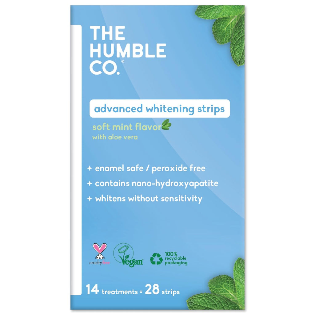 The Humble Co. Advanced Whitening Strips – Sensitive Teeth Whitening Strips, Enamel Safe and Peroxide Free for Sensitive Teeth, Vegan and Cruelty Free (14 Treatments, 28 Count)