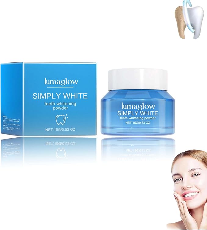 Lumaglow Natural Whitening Powder, Shimmer Deluxe Teeth Whitening Powder, Lumaglow Whitening Powder, Natural Teeth Whitener, Instant Stain Removal, Mint Flavor (1)