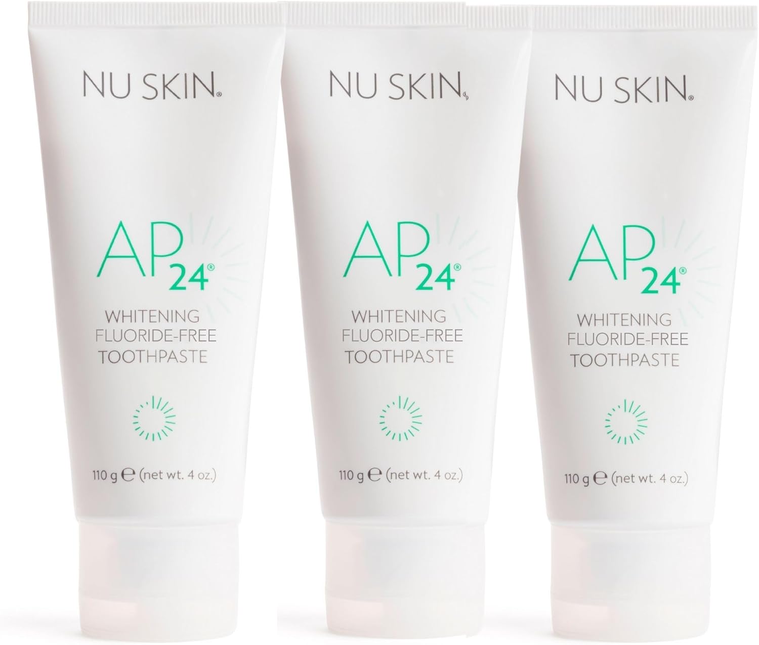 Nu Skin AP 24 Whitening Fluoride - Free Toothpaste | AP 24 Blend | Vanilla Mint Flavor | Brightens Teeth | Removes Surface Stains | Prevents Dental Cavities & Plaque | Enamel-Safe | 4 oz | 3 Pack