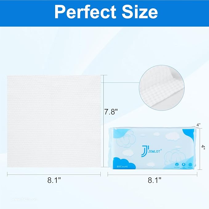 Disposable Face Towels, 240 Count Ultra Soft and Thick Cotton Facial Towels for Sensitive Skin, Dry Wipes Face Tissues Towelettes for Cleansing, Makeup Remover and Skincare