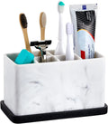 ZCCZ Marble Look Toothbrush Holder for Bathroom Countertop Organizer, Holds Toothpaste, Dental Floss, Razor, Comb, Makeup Brushes, and More, Stylish Bathroom Accessory for Tooth Brushing Essentials