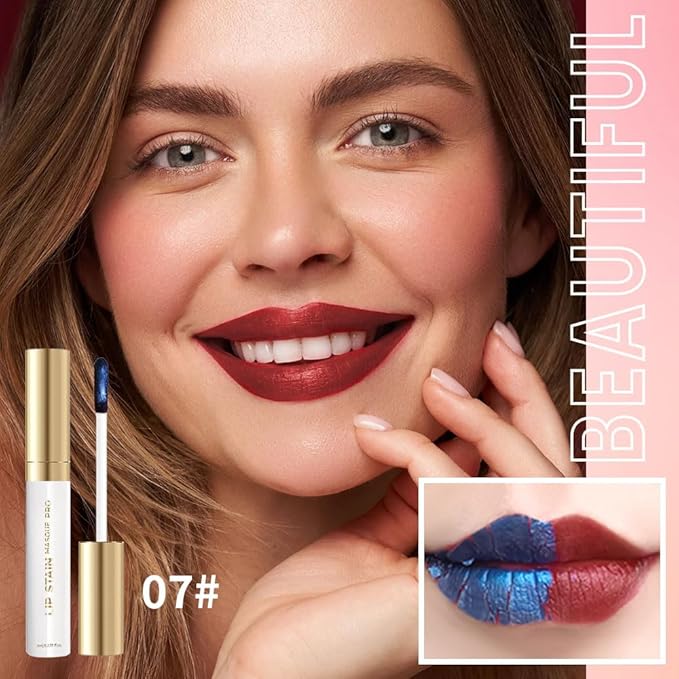 Lip Stain Peel Off – Wipe-Off Lip Stain Tattoo | Long Lasting Waterproof Lip Tint, High-Pigment Matte Lip Color, Smudge & Transfer Proof Lip Stains Masque, Kiss-Proof All-Day Lip Makeup 07#