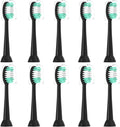 Replacement Toothbrush Heads 10 Pack for AquaSonic Black Series for Vibe Series Black Series pro, and for Duo Series pro Electric Toothbrush,Balck