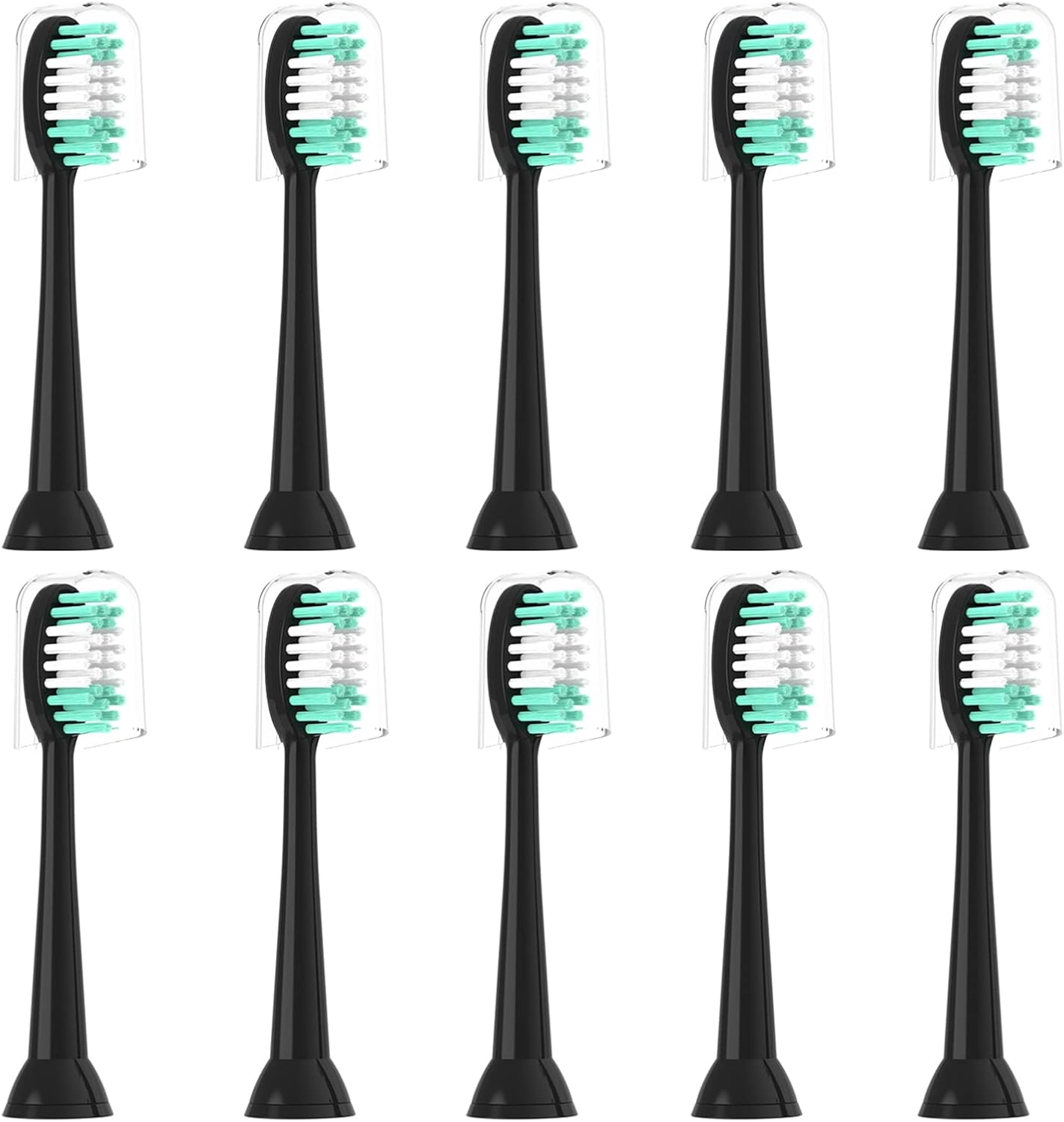 Replacement Toothbrush Heads 10 Pack for AquaSonic Black Series for Vibe Series Black Series pro, and for Duo Series pro Electric Toothbrush,Balck